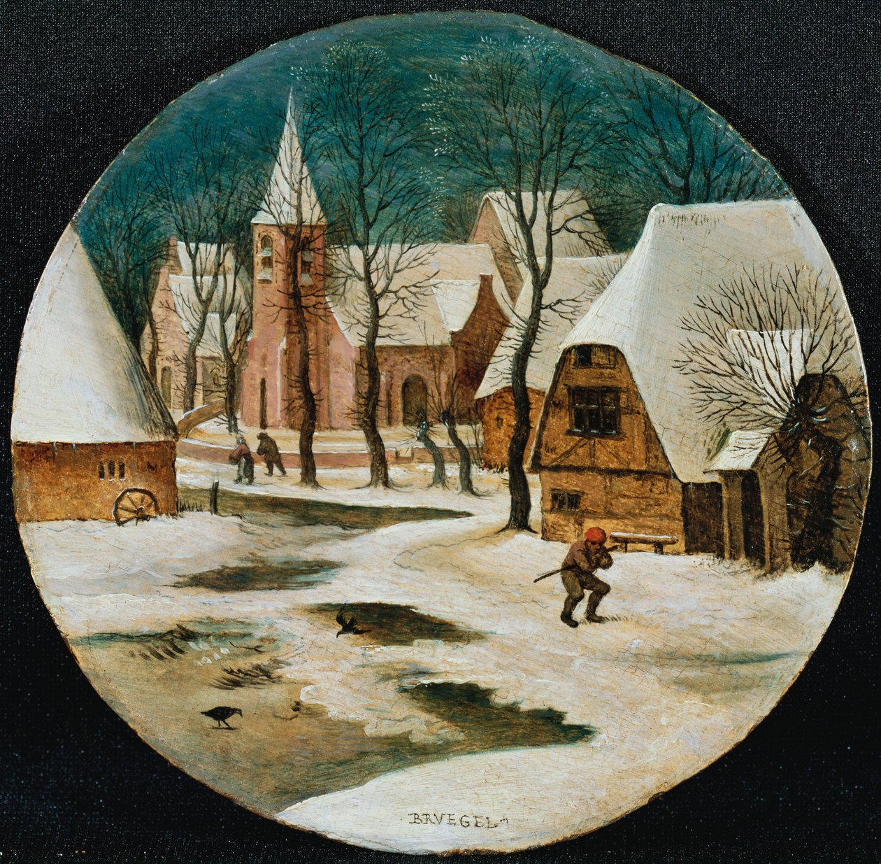Het dorp in de winter door Pieter Brueghel the Younger