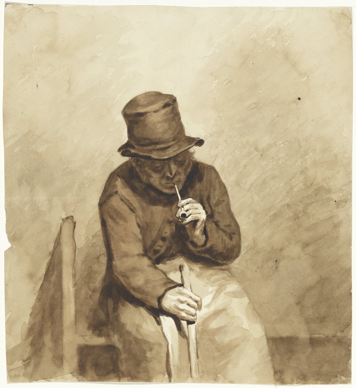 Zittende rokende man door Pieter van Loon