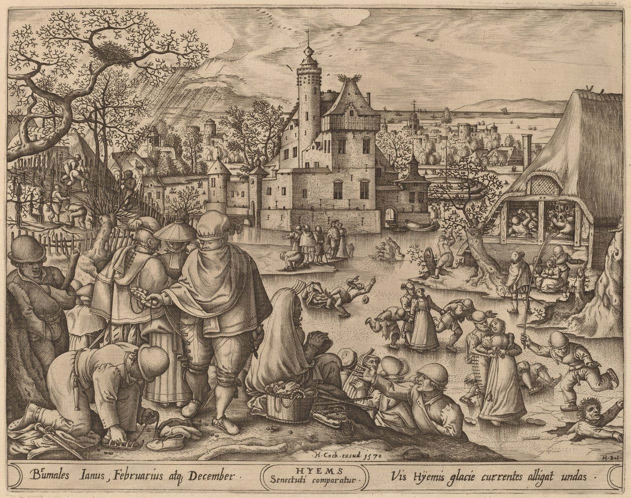 Winter door Pieter van der Heyden after Hans Bol