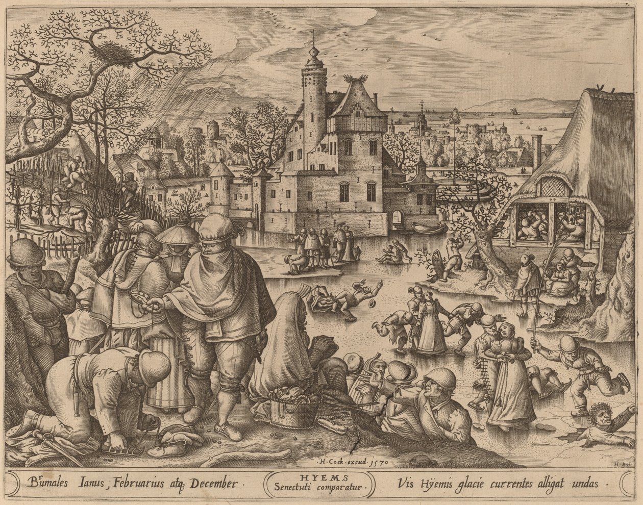 Winter door Pieter van der Heyden after Hans Bol