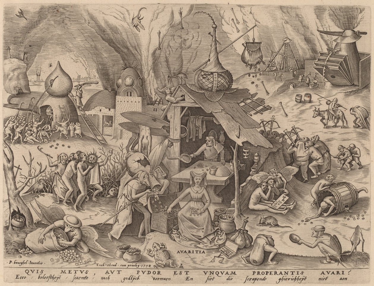 Gierigheid door Pieter van der Heyden after Pieter Bruegel the Elder