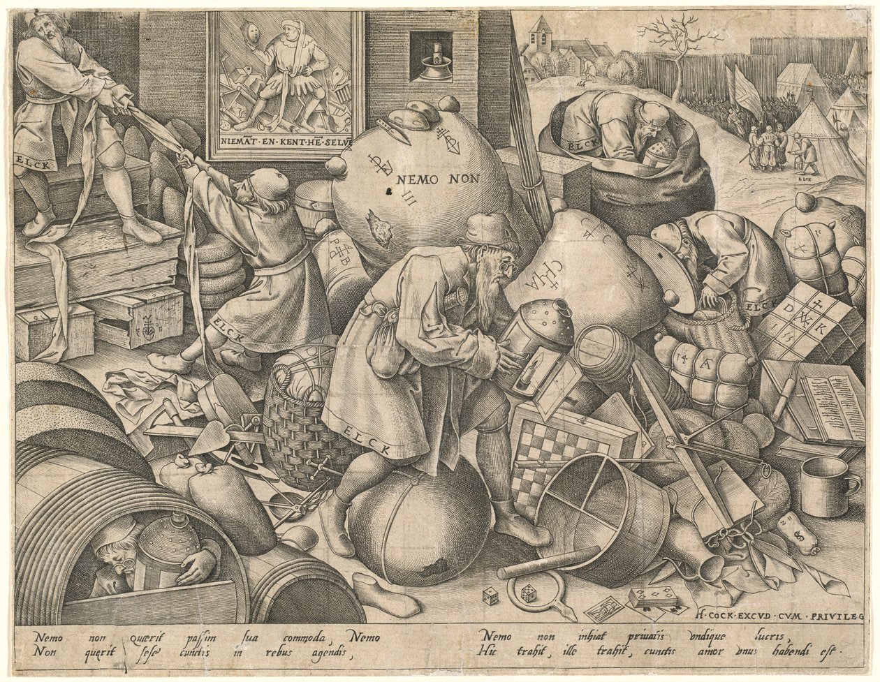Elckerlijc door Pieter van der Heyden after Pieter Bruegel the Elder