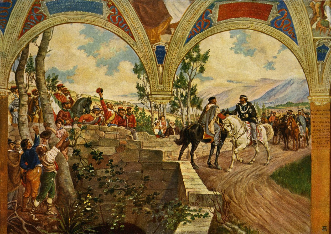 Giuseppe Garibaldi en koning Victor Emanuel II van Italië door Pietro Aldi