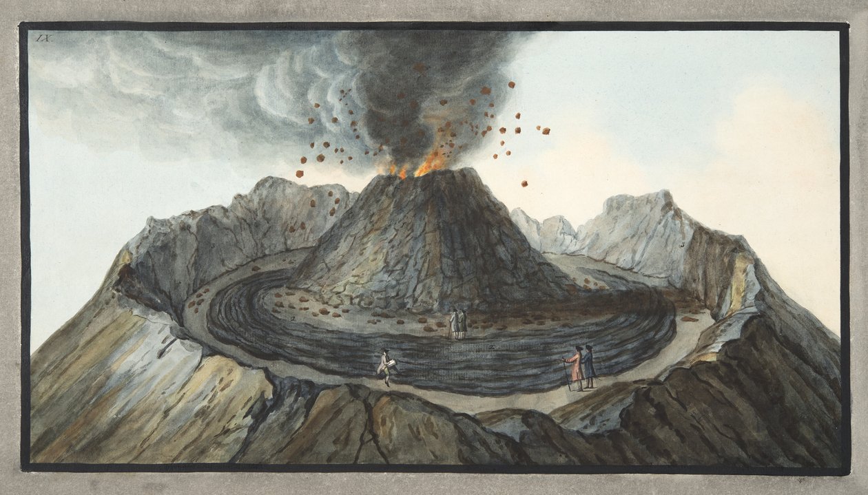 Interieur van de kegel van de Vesuvius voor de uitbarsting van 1767, plaat 9 uit 