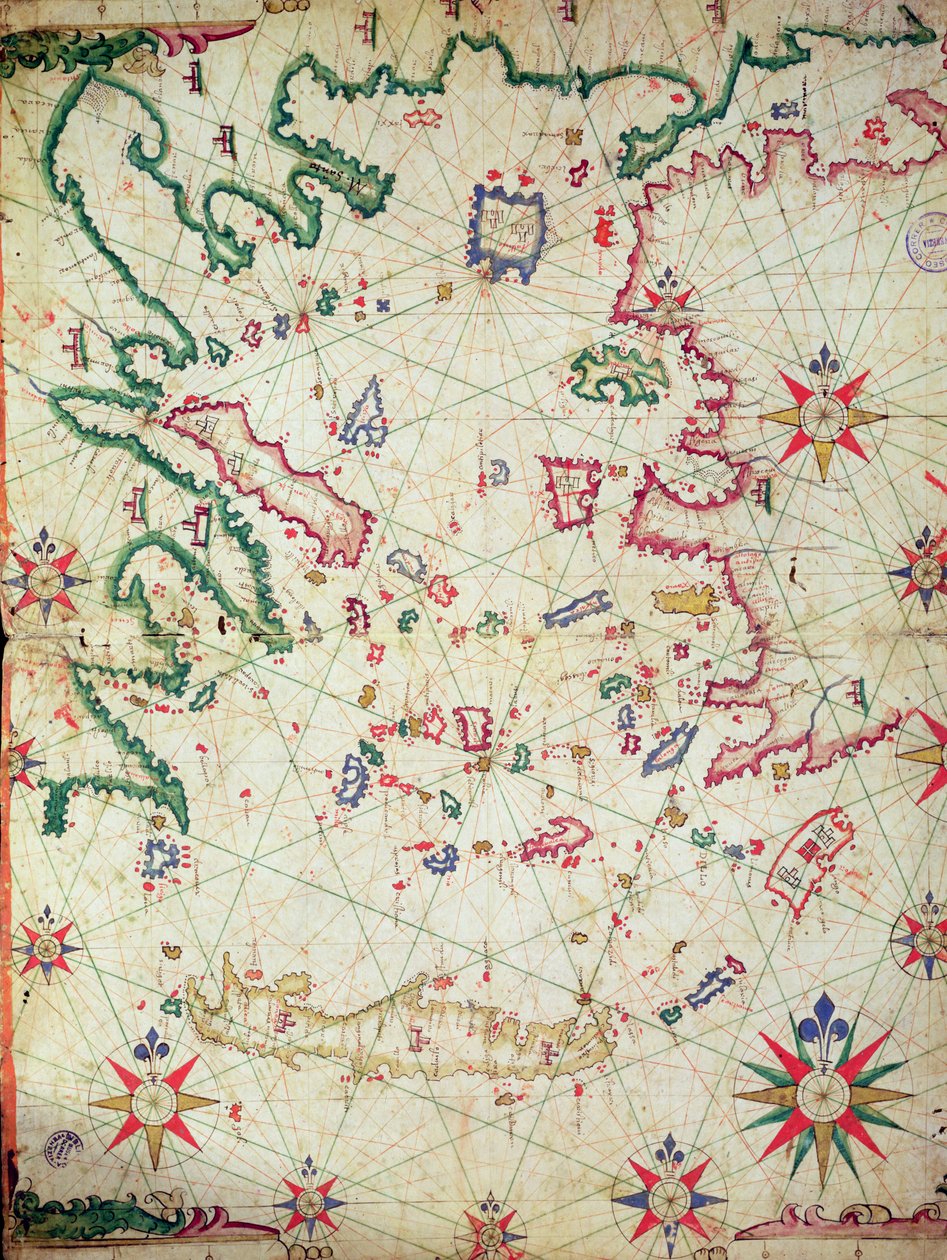 De Egeïsche Zee, uit een nautische atlas, 1651 door Pietro Giovanni Prunes