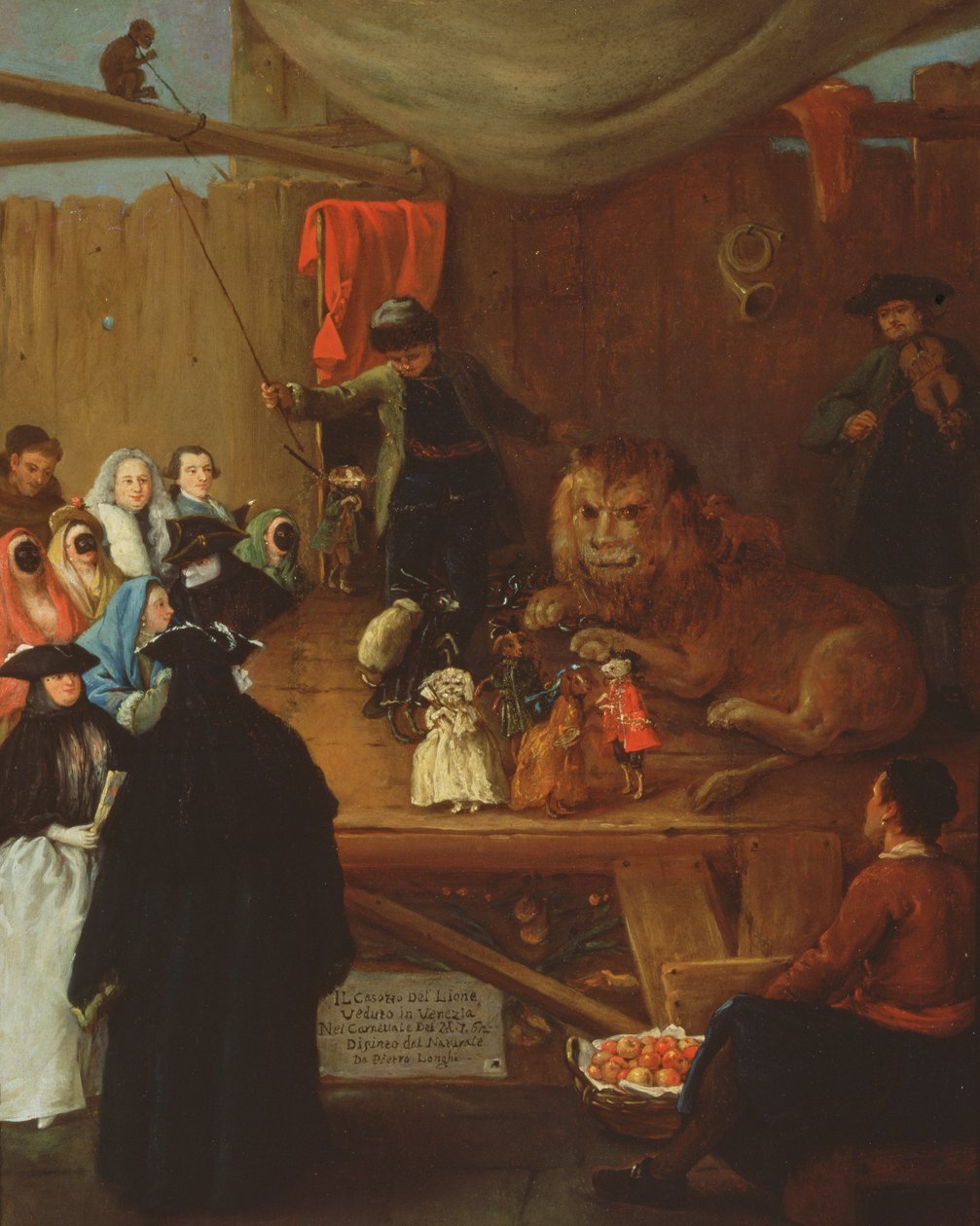 De leeuwenkooi, zoals gezien in Venetië tijdens het carnaval van 1765 door Pietro Longhi