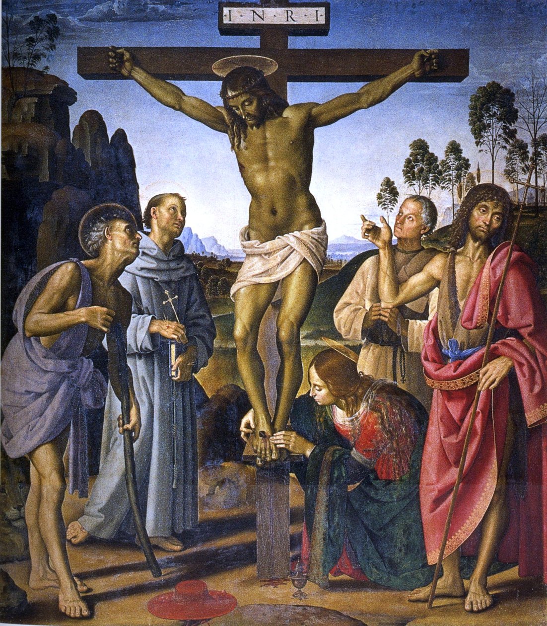 Kruisiging met de Heiligen Hiëronymus door Pietro Perugino