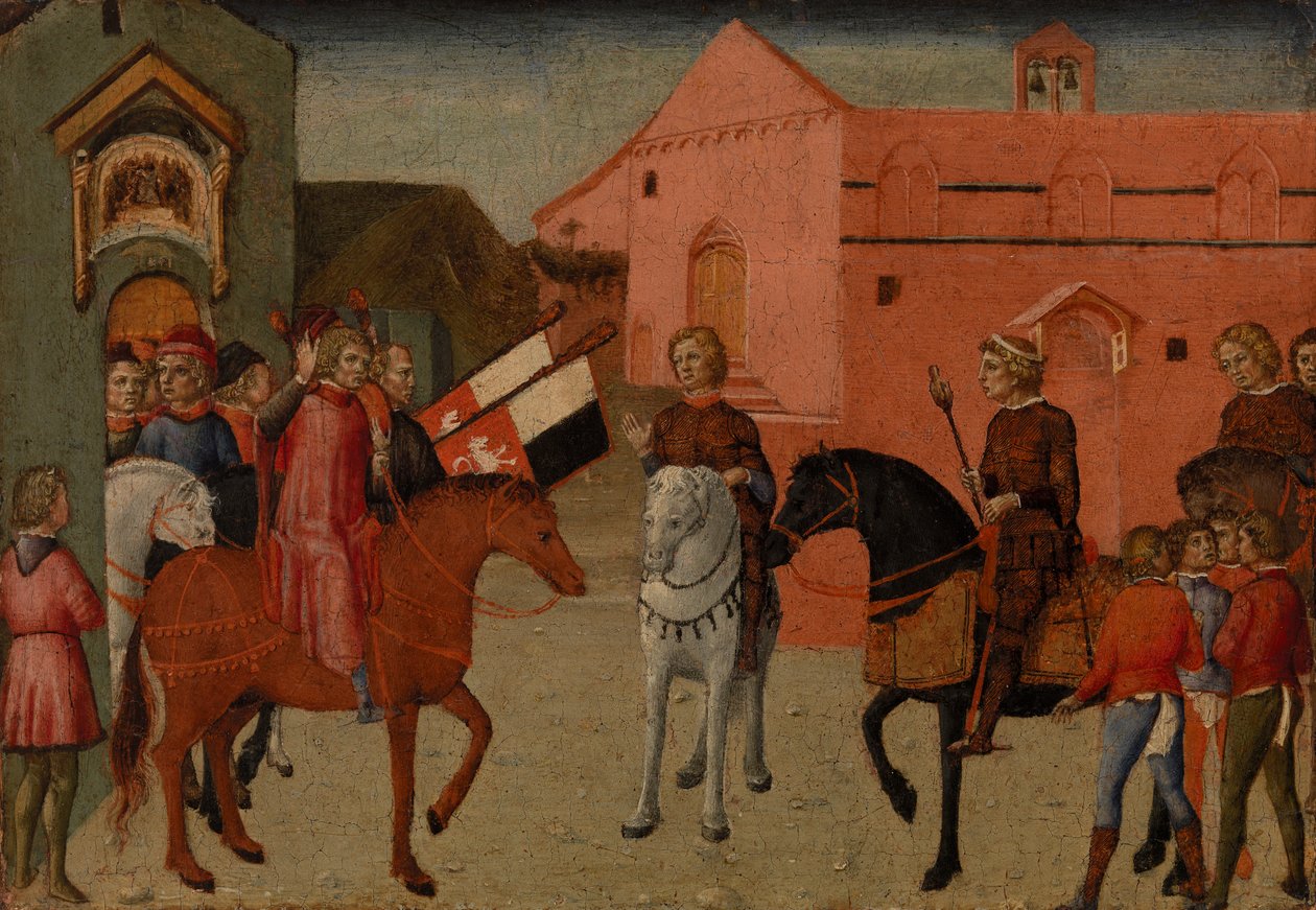 Sienese regeringsfunctionarissen ontvangen een ambassade, ca. 1440 door Pietro di Giovanni Lianori