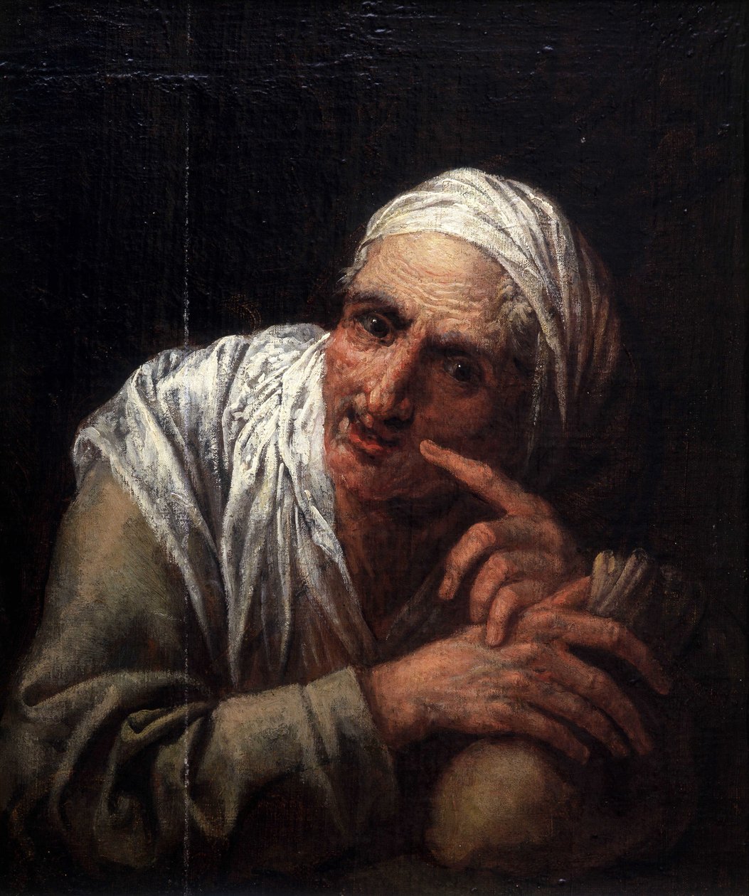Gezicht van oude vrouw door Pietro  Della Vecchia