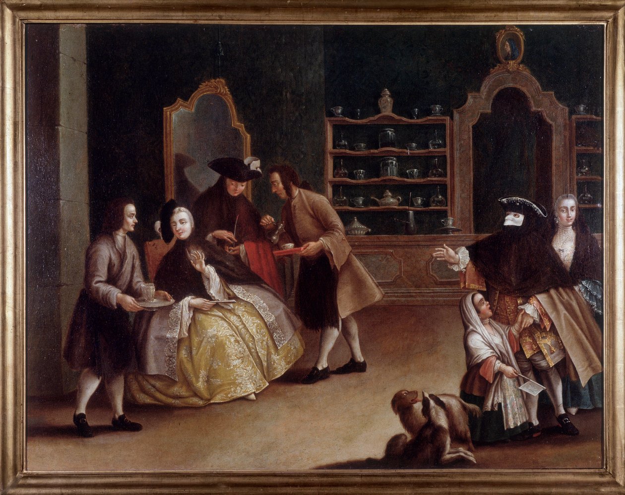 Het koffiehuis door Pietro (after) Longhi