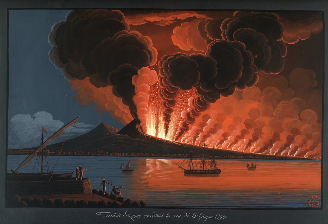 De verschrikkelijke uitbarsting van de Vesuvius door Pietro Fabris