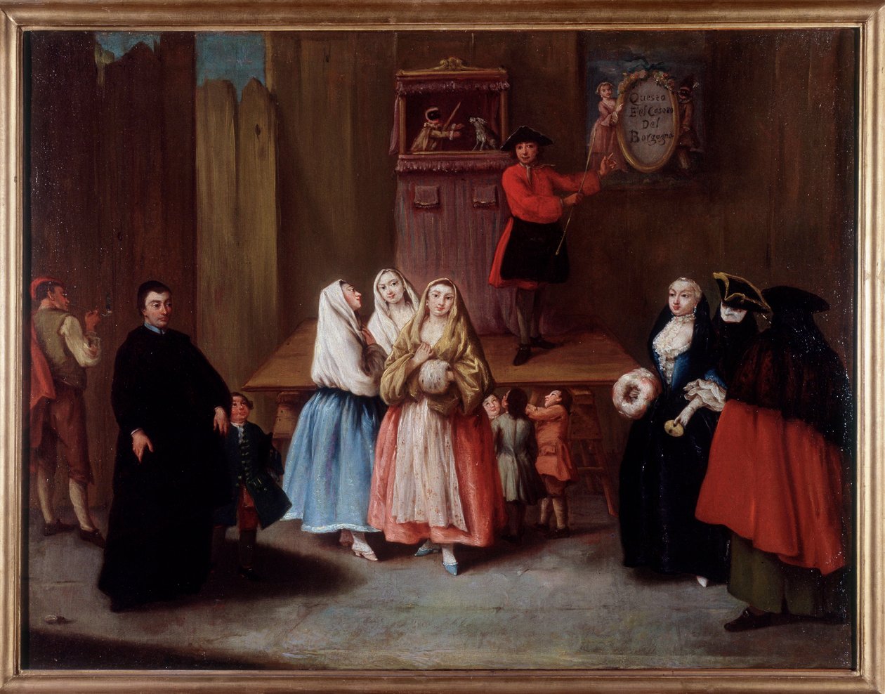 Een poppenshow in Venetië door Pietro Longhi