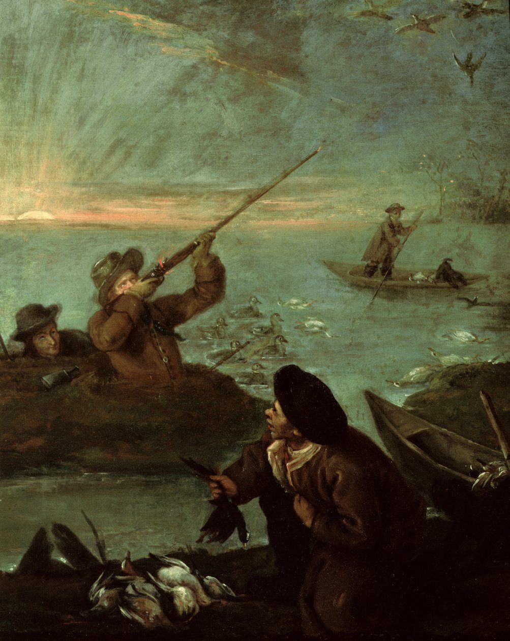Jagers schieten op eenden door Pietro Longhi