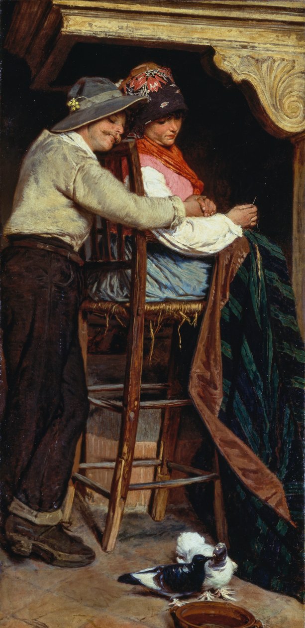 Plattelandsmensen binnenshuis door Pietro Pajetta