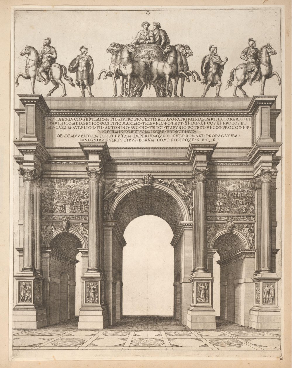 Boog van Septimius Severus te Rome door Pietro Sante Bartoli
