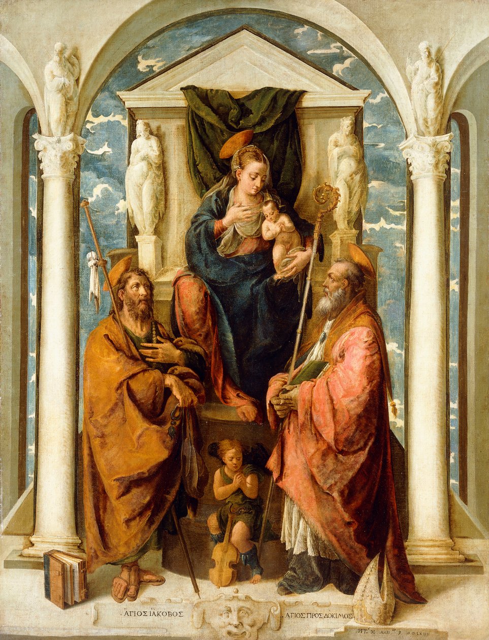 De Madonna en Kind op de Troon door Pietro de Marascalchi