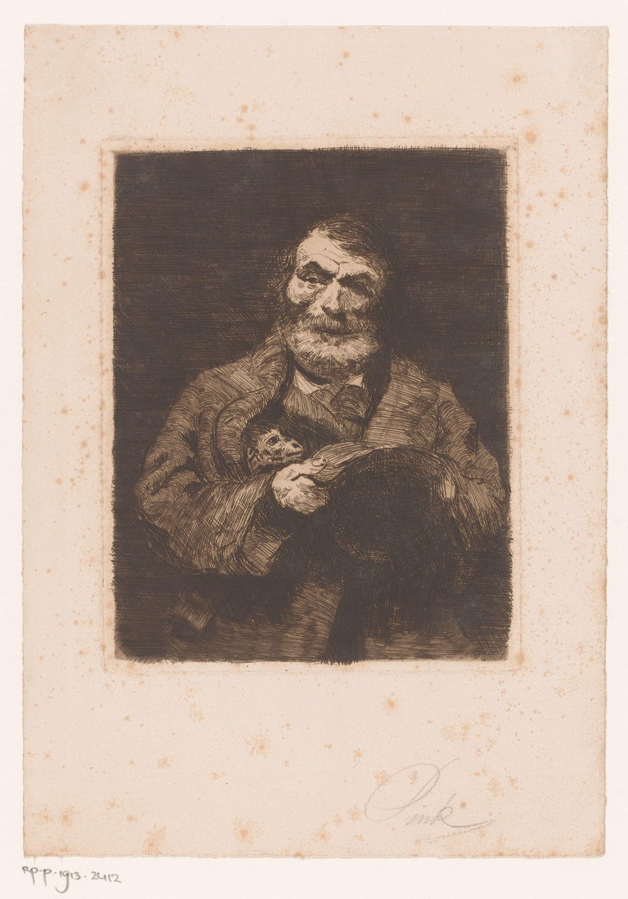 Man met aap door Pink (signed by artist)