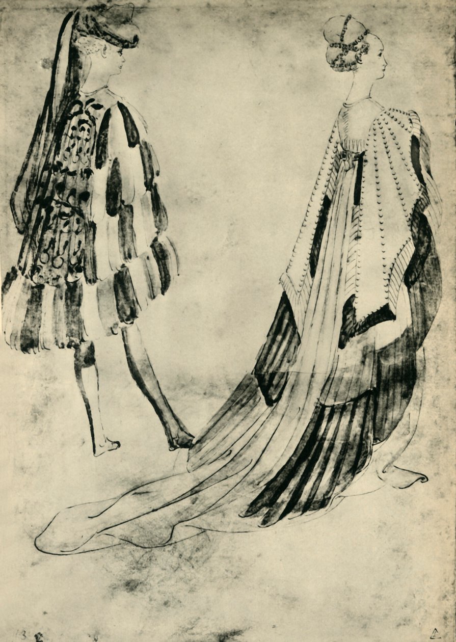 Heer en dame in hofkostuum door Antonio Pisanello