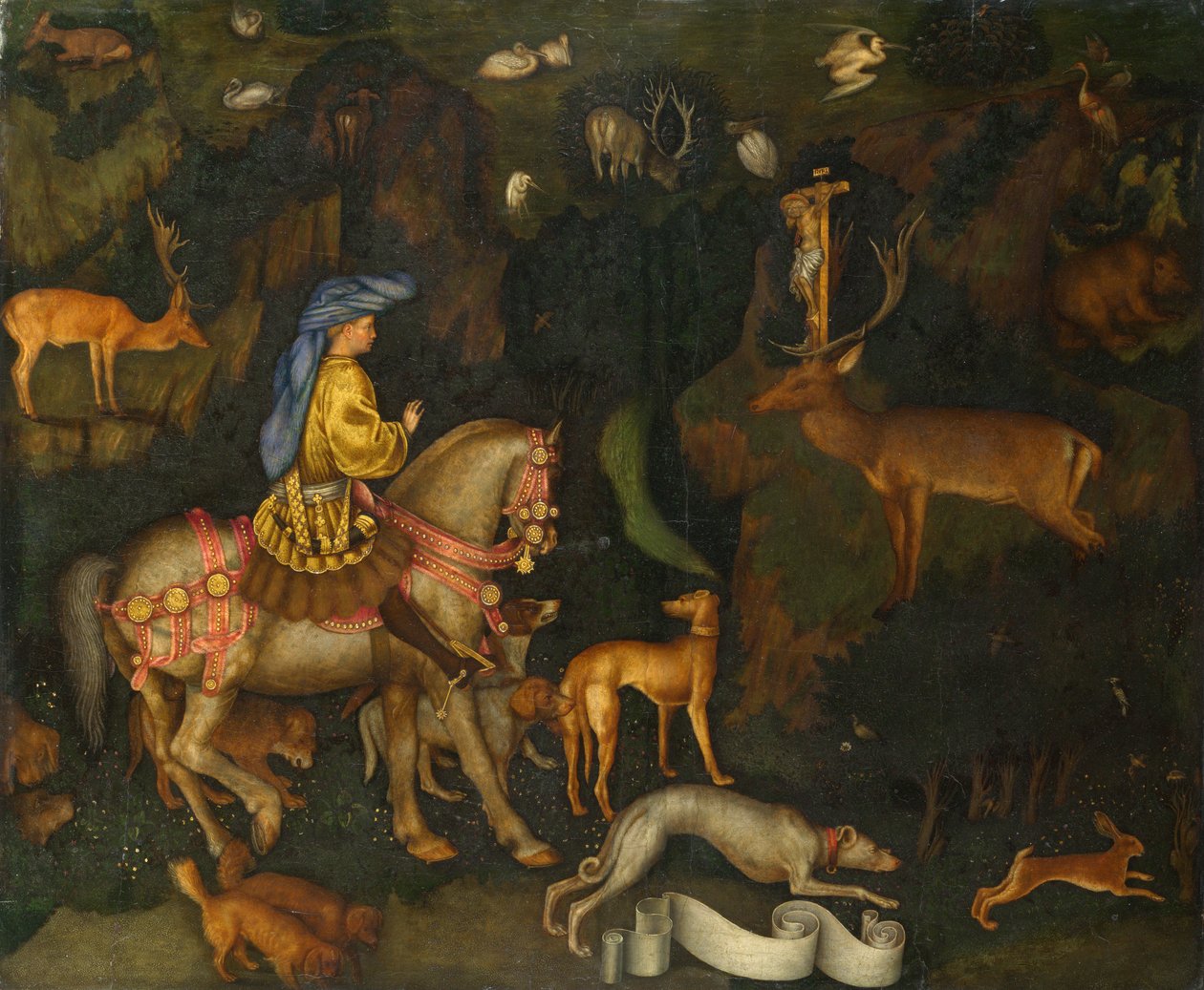 De visioen van Sint Eustachius door Antonio Pisanello