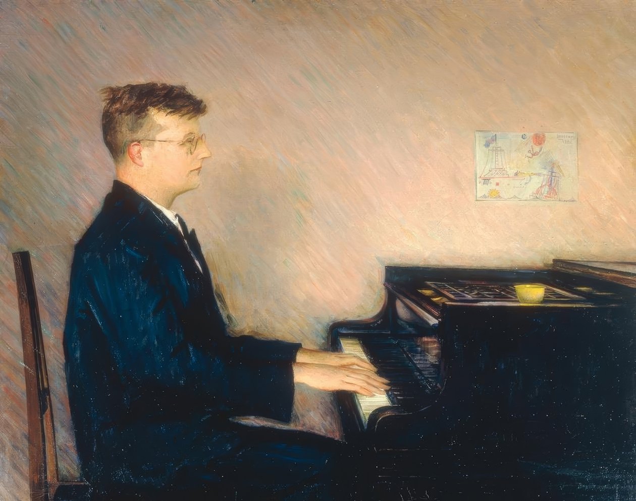 Portret van de componist Dmitri Sjostakovitsj door Pjotr Wladimirowitsch Williams