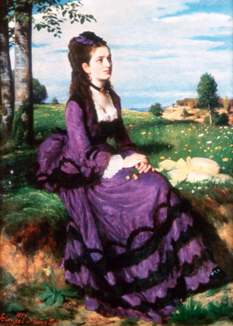 Dame in Violet, 1874 door Pál Szinyei Merse
