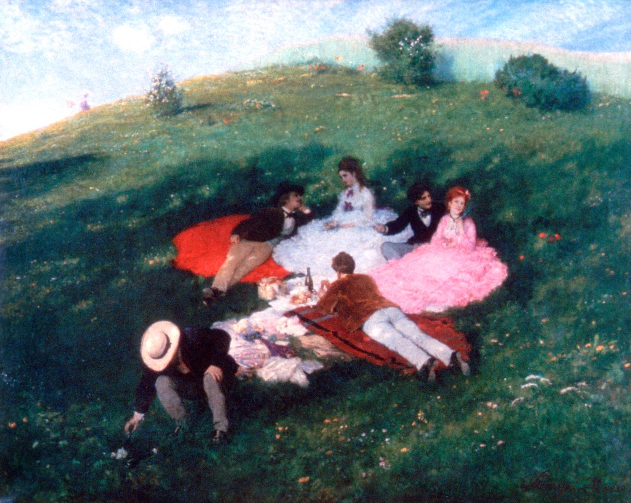 Picknick in mei, 1873 door Pál Szinyei Merse