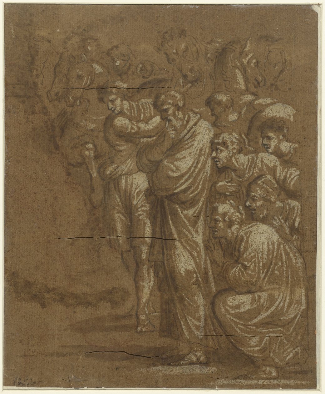 Aanbidding der koningen door Polidoro da Caravaggio (possibly)