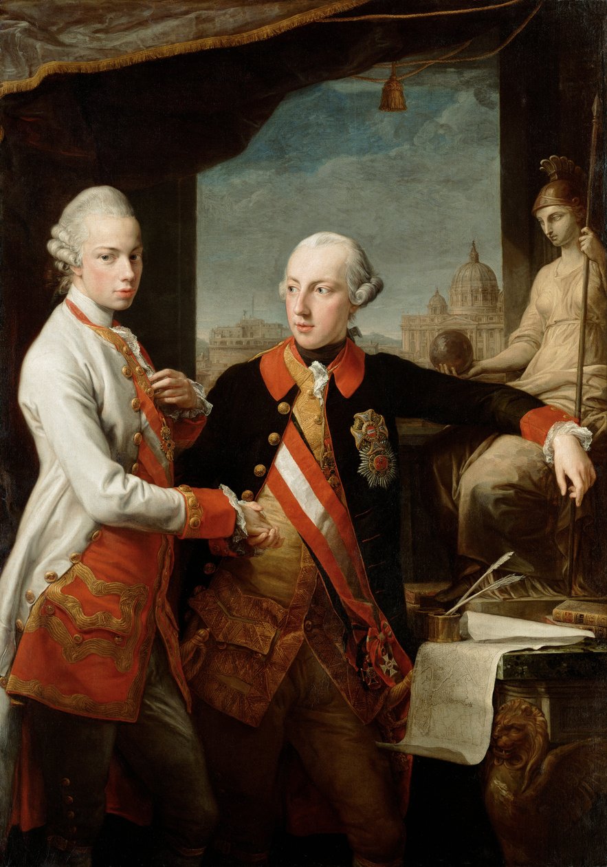 Keizer Jozef II met Groothertog Pietro Leopoldo van Toscane door Pompeo Batoni