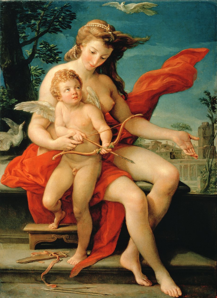 Venus en Cupido, 1785 door Pompeo Girolamo Batoni