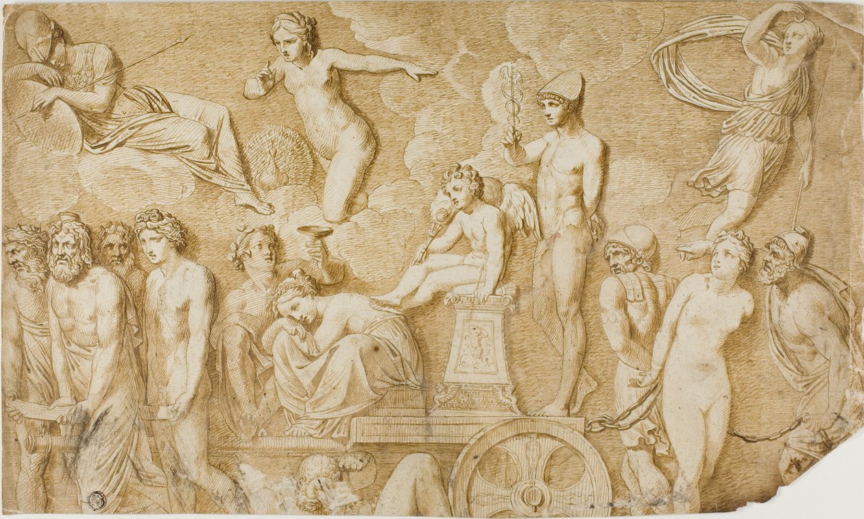 Triomf van de liefde (naar antiek bas-reliëf) door Pompeo Girolamo Batoni