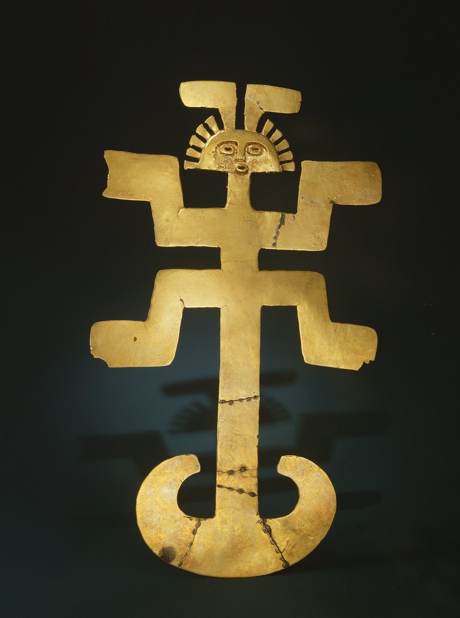Gegoten Tumbaga borstplaat, Tolima stijl door Pre Columbian