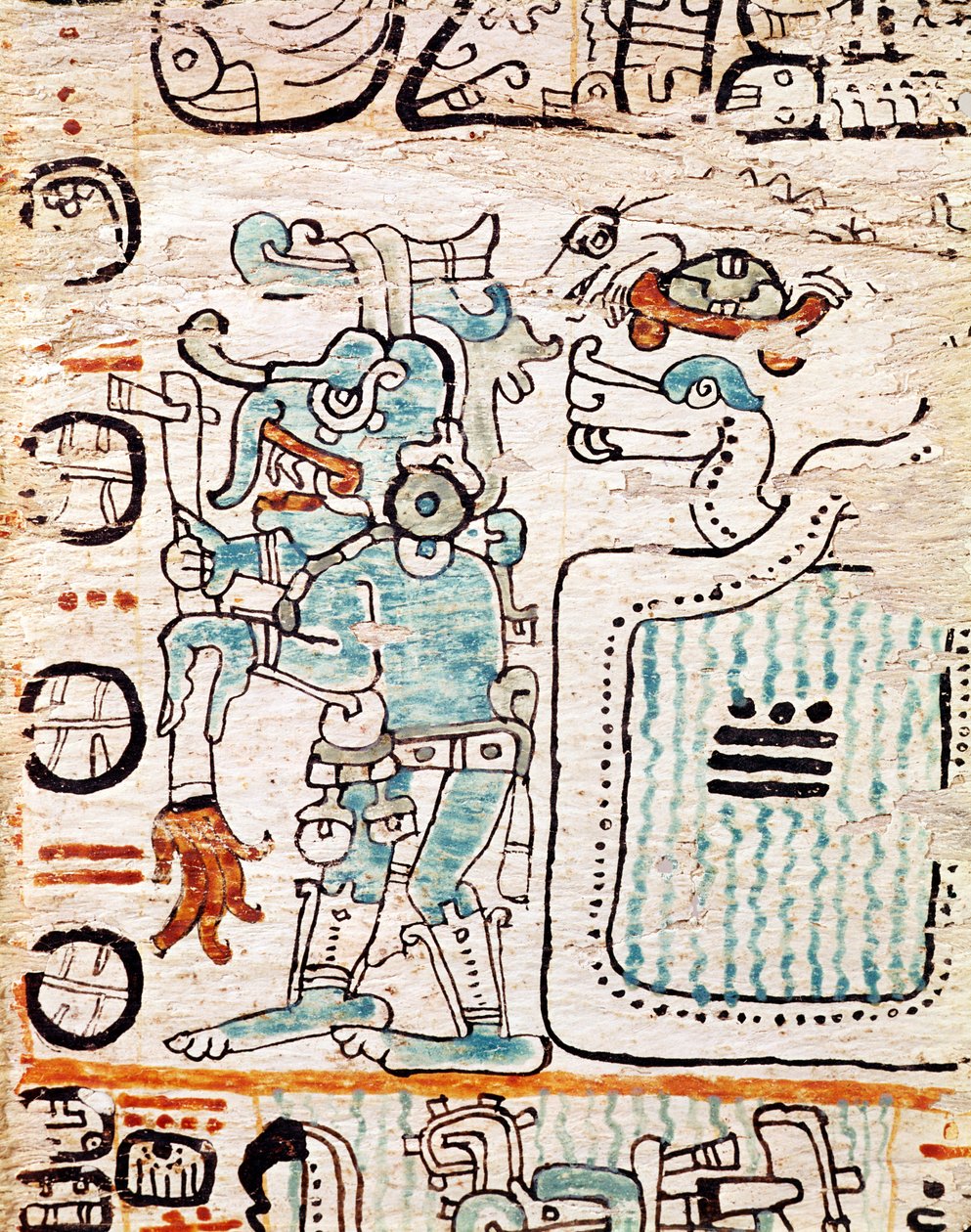 Detail uit een Maya-codex door Pre Columbian