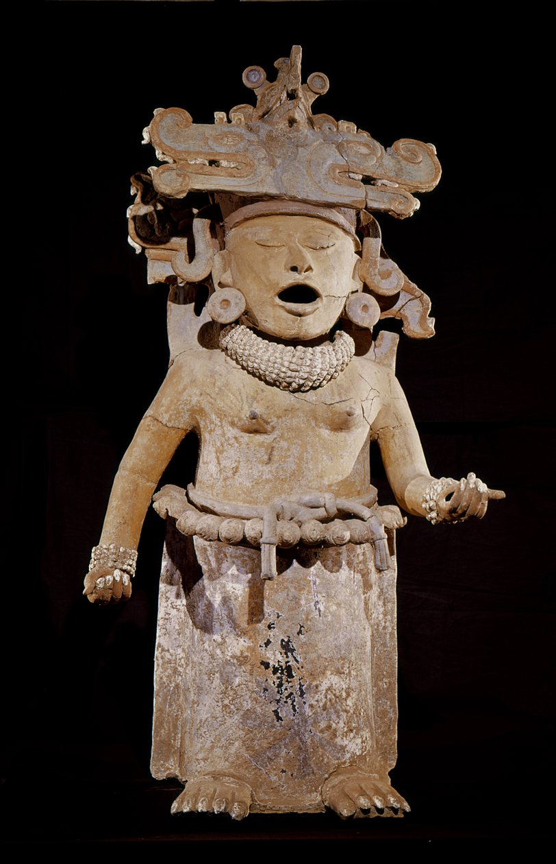 Cihuateotl-figuur die een vrouw voorstelt die tijdens de bevalling is overleden, Remojadas-stijl, uit Tlalixcoyan, Vera Cruz door Pre Columbian Pre Columbian