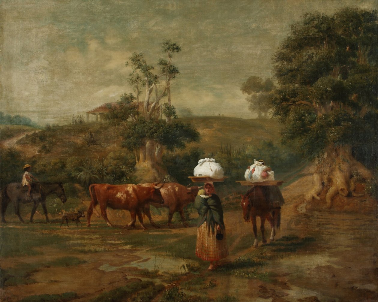Wasvrouwen in de benedenstad van Belgrano door Prilidiano Pueyrredon