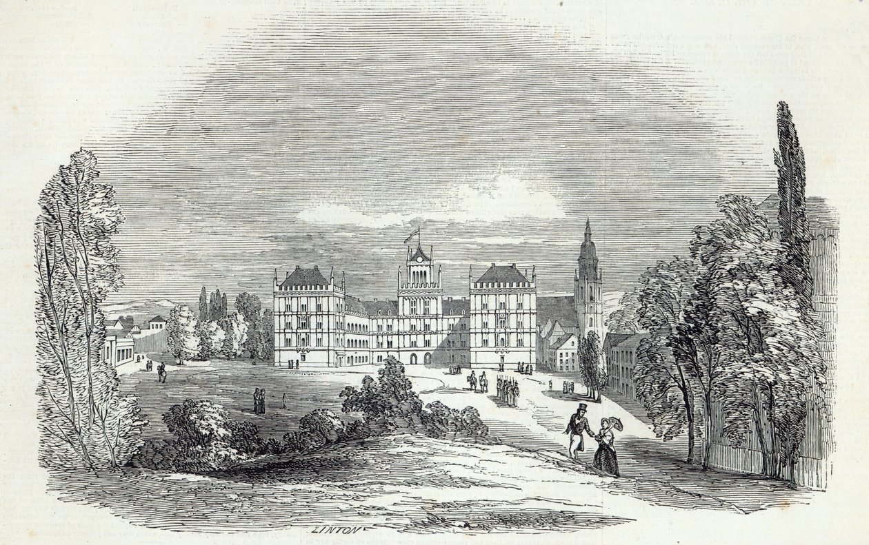 Het Paleis van Ehrenburg, in Coburg, gegraveerd door W.J. Linton, uit 