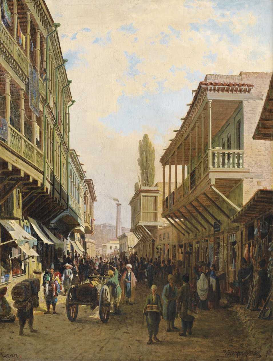 Een straat in Tiflis door Pjotr ​​​​Petrowitsch Wereschtschagin