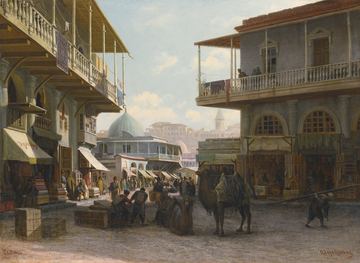 Uitzicht op Tiflis, 1874 door Pjotr ​​​​Petrowitsch Wereschtschagin