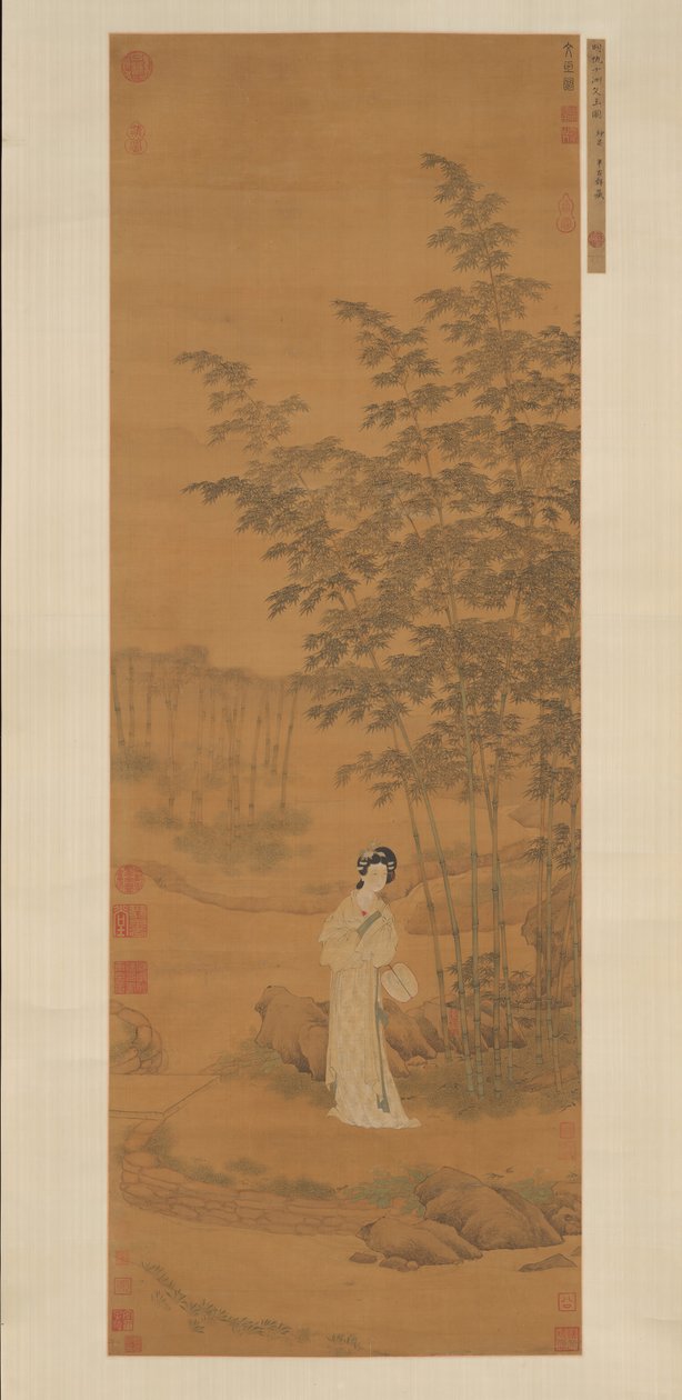 Dame in een bamboebos door Qiu Ying