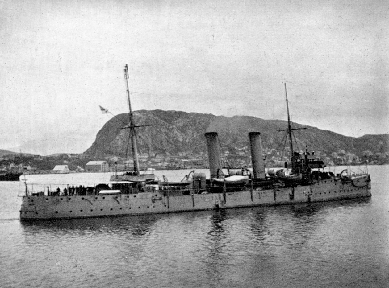 HMS Spartan voor de kust van Noorwegen door Queen Alexandra