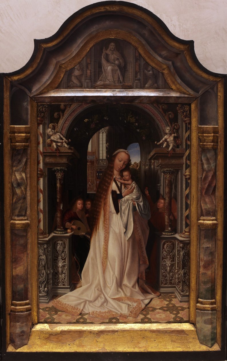 De Maagd met het Kind, omgeven door Engelen door Quentin Matsys