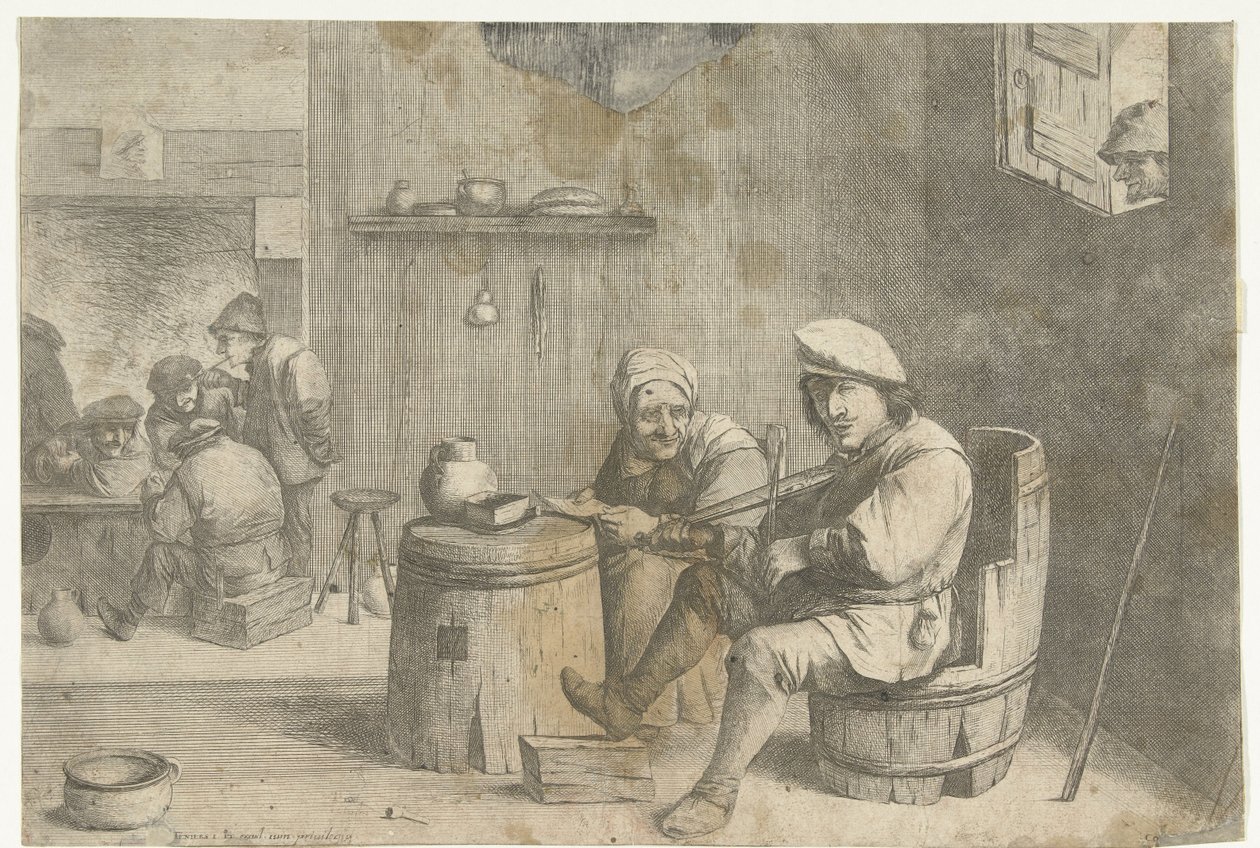 Vioolspeler in een kroeg door Quirin Boel