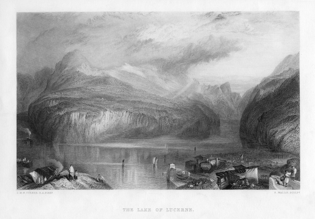 Het Meer van Luzern, 19e eeuw door R. Wallis