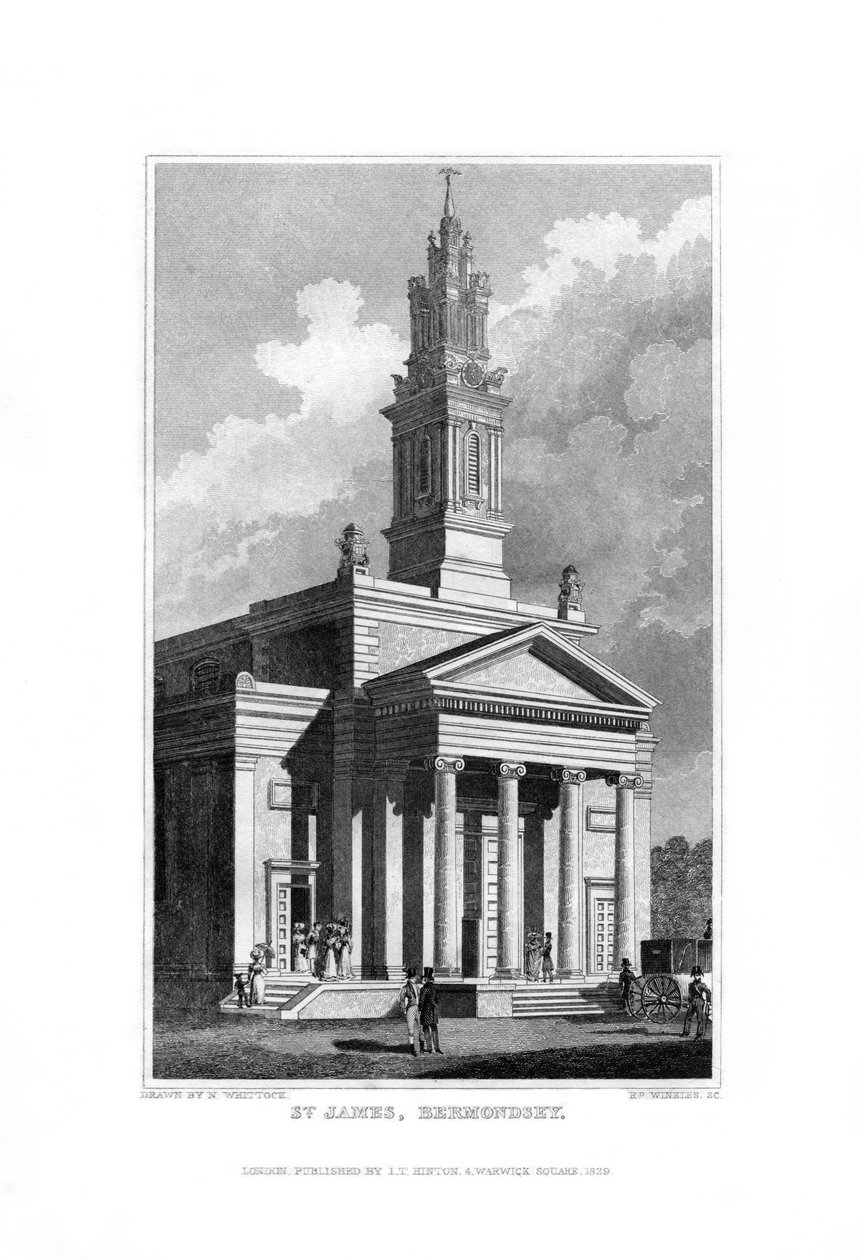 St James, Bermondsey, Surrey, 1829 door R. Winkles