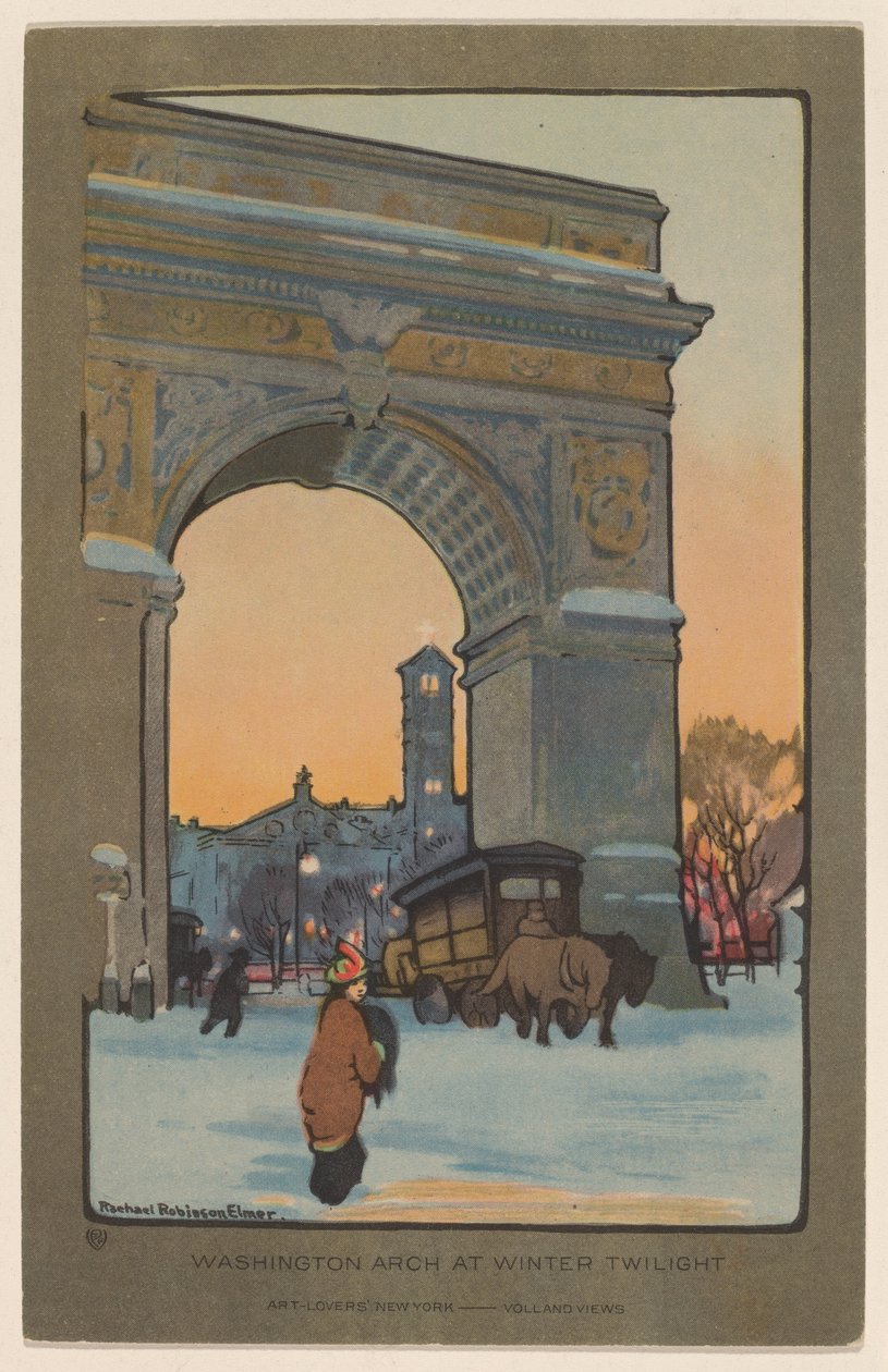 Washington Arch bij winter schemering door Rachael Robinson Elmer
