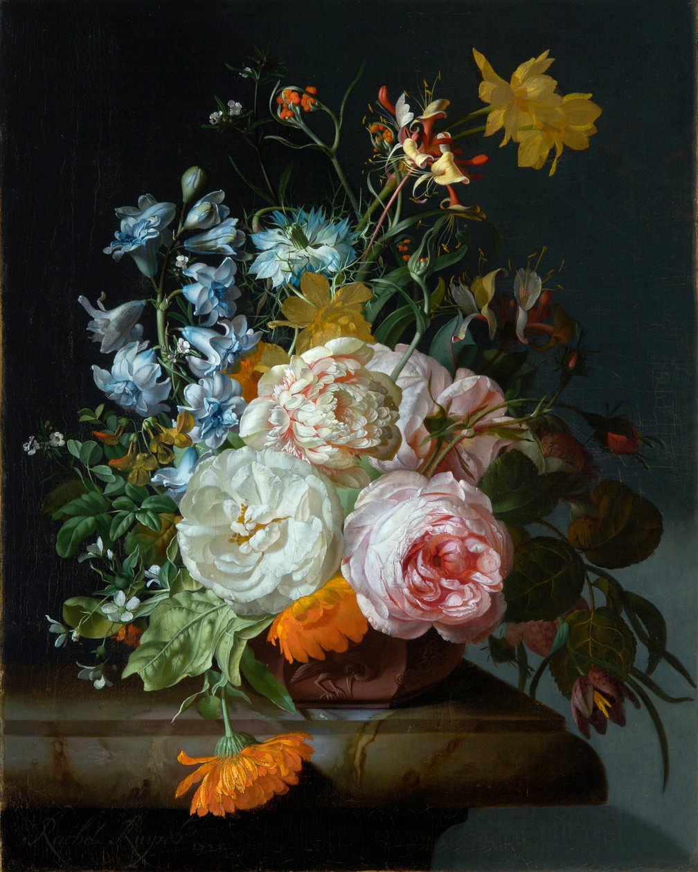 Bloemen in een Terracotta Vaas door Rachel Ruysch