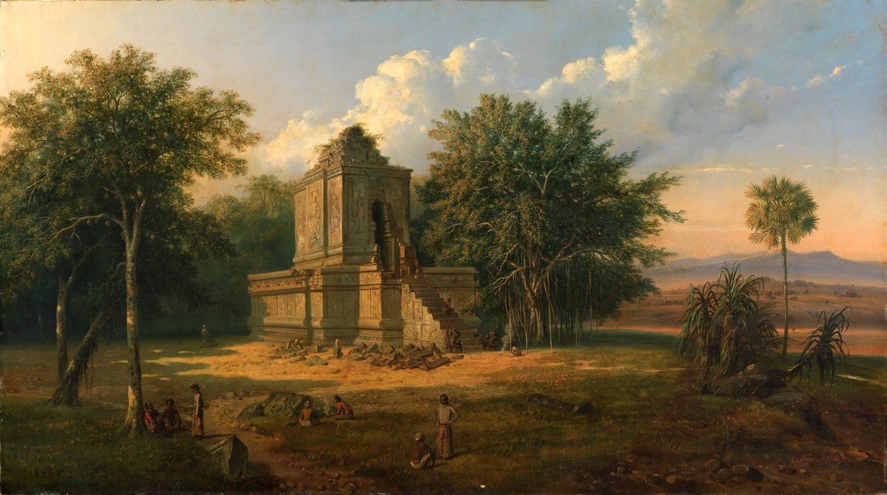 Javaanse tempel in ruïnes, 1860 door Raden Saleh