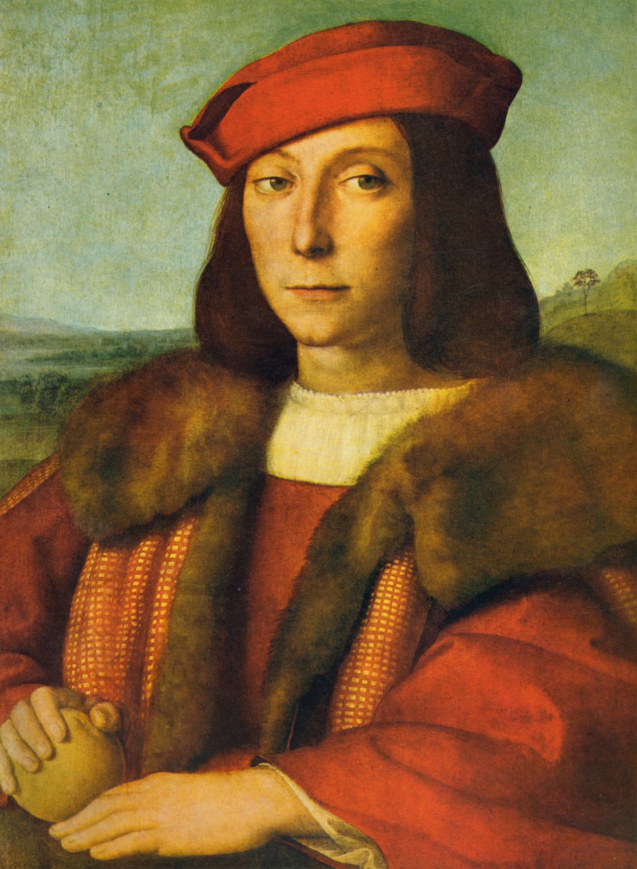 Jonge man met een appel door Raffaello Sanzio Raphael