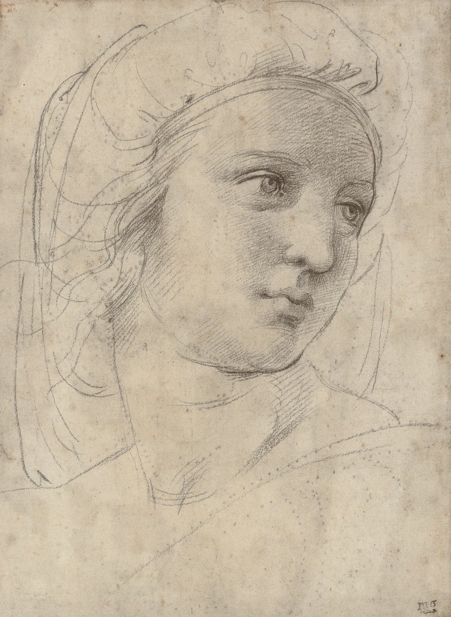 Hoofd van een muze door Raffaello Sanzio Raphael