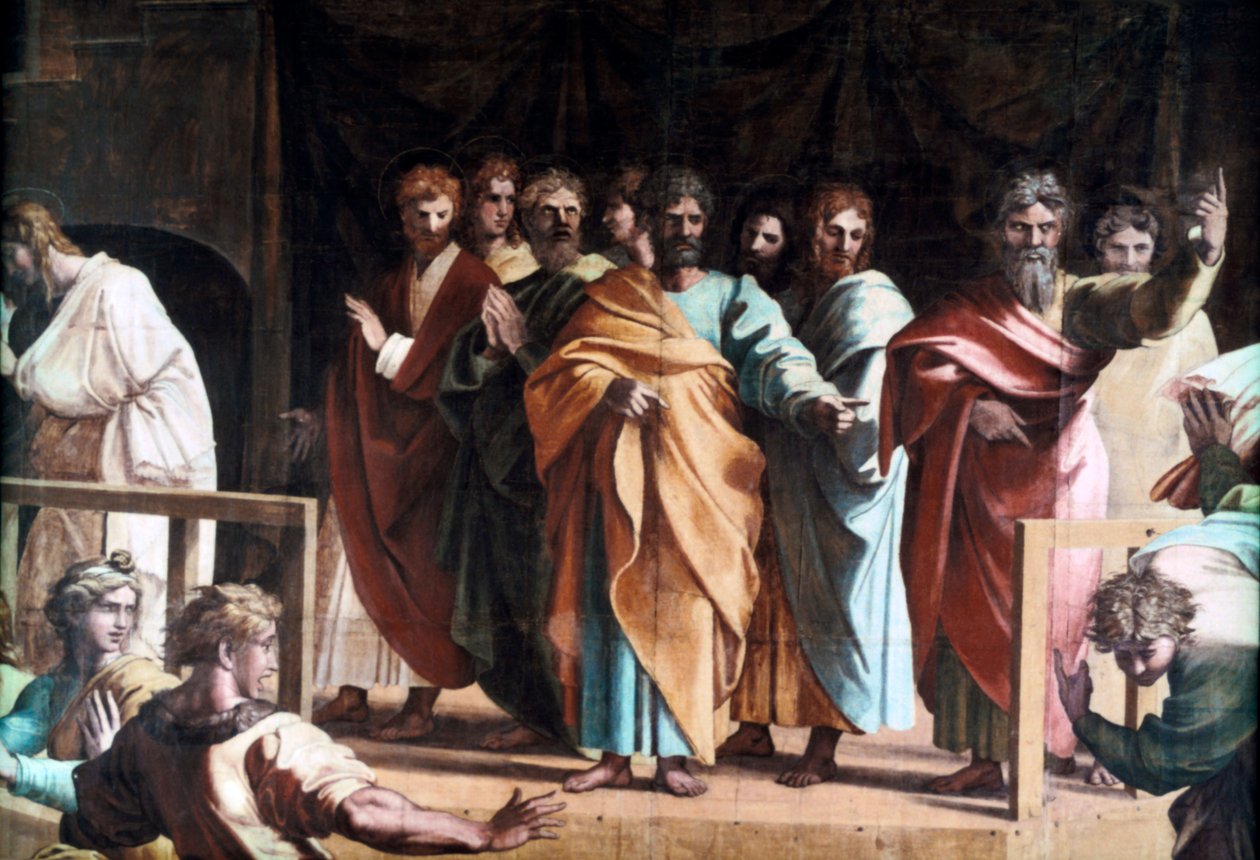 De dood van Ananias, 1515 door Raffaello Sanzio Raphael