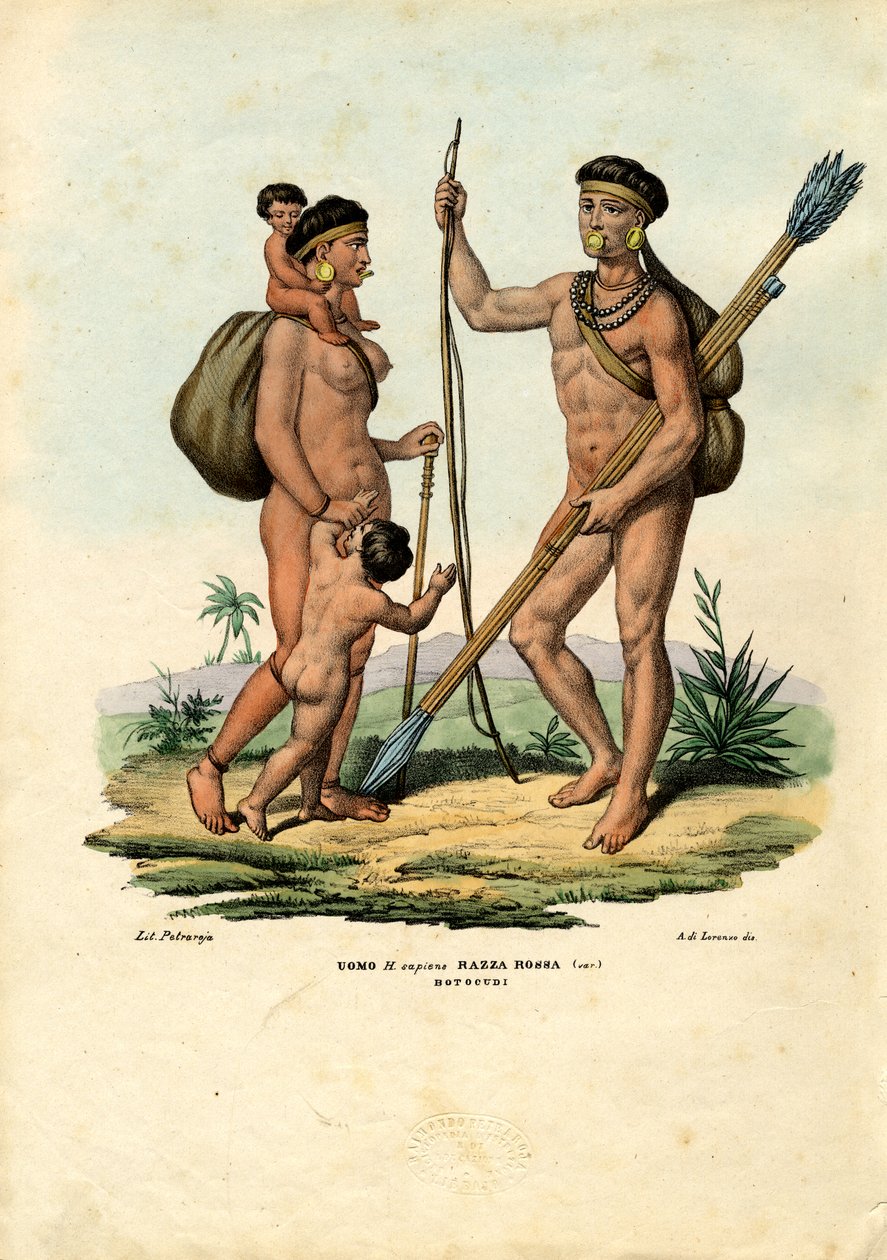 Botocudo-indianen, 1863-79 door Raimundo Petraroja
